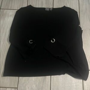 Black 3/4 Sleeve Hoodie Blouse